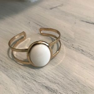 Cuff Bracelet With White Stone Avon Gold Tone